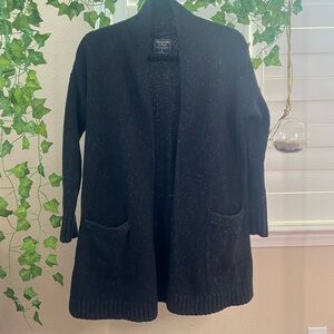 Abercrombie & Fitch Marled Black Open Front Longline Cardigan Knit Small S